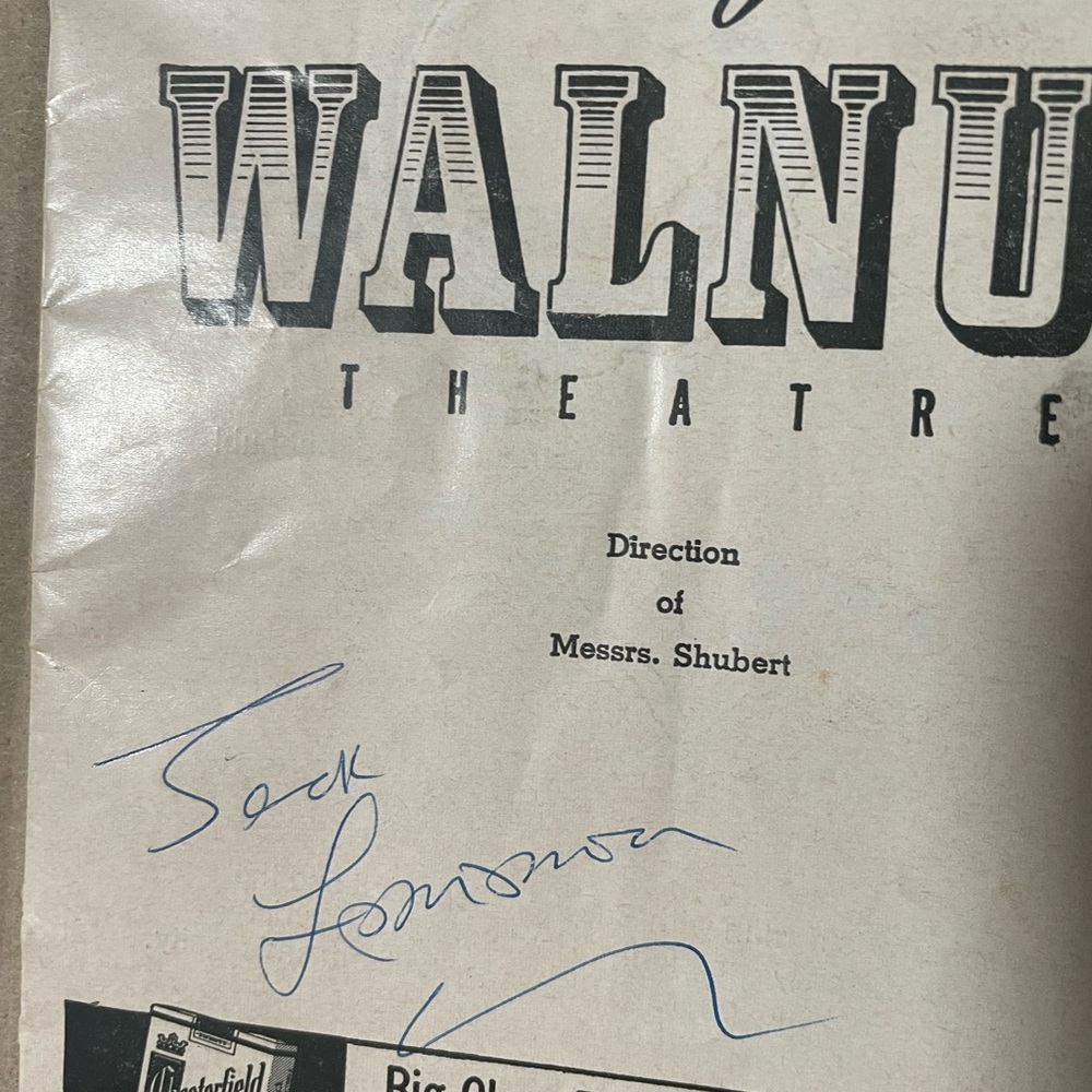 Vintage Rare  1960”s autograph playbill Jack Lemmon